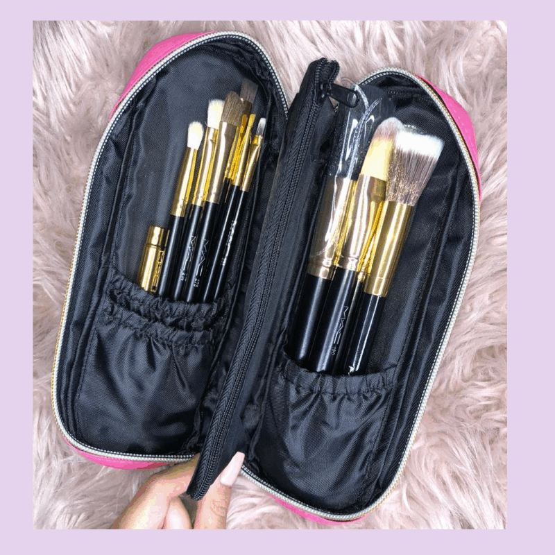 CARTUCHERA BROCHAS MAC ROSA X 12 COMPARTIMIENTOS - Imagen 2